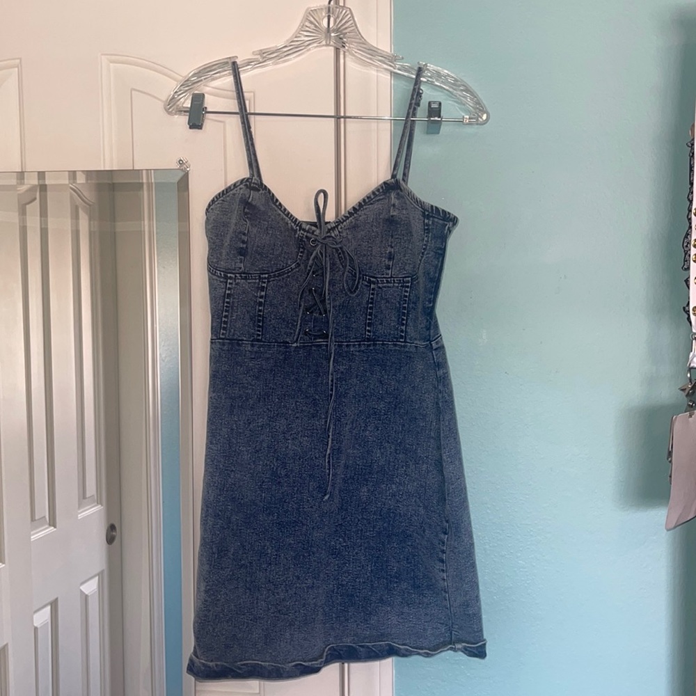 Denim spaghetti strap dress